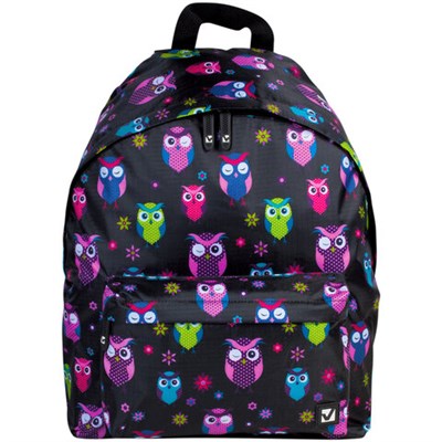 Рюкзак BRAUBERG СИТИ-ФОРМАТ универсальный, "Owls", черный, 41х32х14 см, 225361 225361