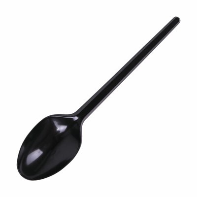 Ложка столовая одноразовая пластиковая 165 мм, черная, КОМПЛЕКТ 100 шт., СТАНДАРТ, LAIMA, 607833 607833