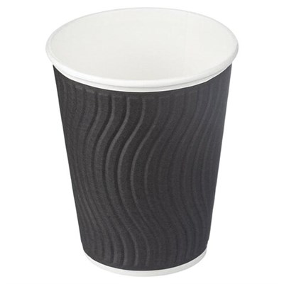 Стакан одноразовый бумажный 300/408 мл, D 90 мм, 40 шт., двухслойный для холодного/горячего, Impresso Black Wave, СКАНДИПАКК, -2406, 771W1200-2406 606904
