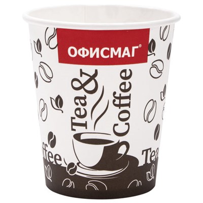 Стакан одноразовый бумажный 250/280 мл, D 80 мм, КОМПЛЕКТ 75 шт., однослойные, холодное/горячее, ОФИСМАГ, 606913 606913