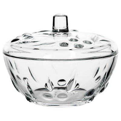 Сахарница, с крышкой, диаметр 140 мм, фактурное стекло, PASABAHCE "ПЕРЛА", фирменная подарочная упаковка, 97236 605222