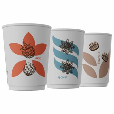 Стакан одноразовый бумажный 300/408 мл, D 90 мм, 25 шт., двухслойный для холодного/горячего, "Гармония" ассорти, СКАНДИПАКК, -5116 608704