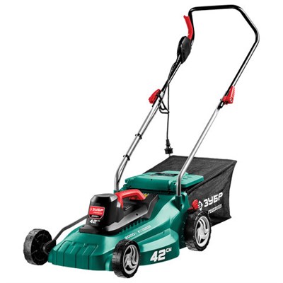 Газонокосилка сетевая ЗУБР ГСЦ-42-2000, 2000 Вт, 3200 об./мин, ширина скашивания 42 см, ГСЦ-42-2000 671138