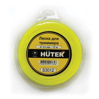 Леска для триммера HUTER S3012, ЗВЕЗДА, 3 мм, 12 м, 71/2/2 671218