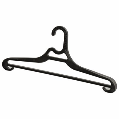 Вешалка-плечики р.52-54, пластик, плоская, перекладина, крючки для бретелей, черная, BRABIX, 601655 601655