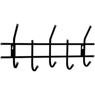 Вешалка настенная "Стандарт 2/5", 220х475х95 мм, 5 крючков, металл, черная 601094