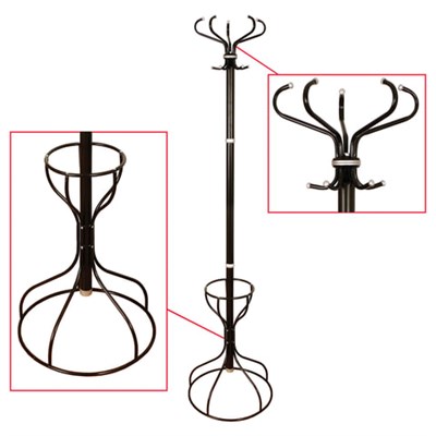 Вешалка-стойка Ажур-3Ф, 1,9 м, основание 46 см, 5 крючков+место для зонтов, металл, черная 601656