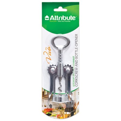 Штопор-открывалка, 2-х рычажный, хромированный, блистер с европодвесом, "Viva", ATTRIBUTE, ATV614, AGV225 604675