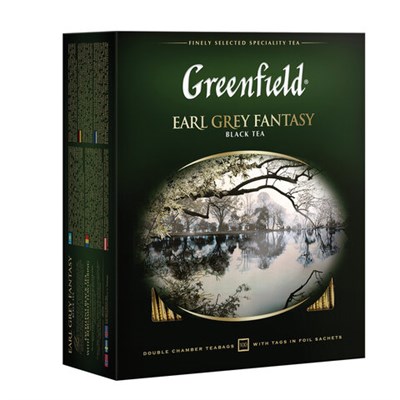 Чай GREENFIELD "Earl Grey Fantasy" черный с бергамотом и цитрусом, 100 пакетиков в конвертах по 2 г, 0584-09 620392