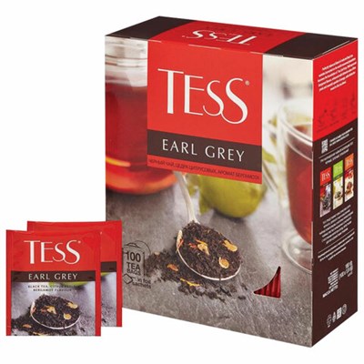 Чай TESS "Earl Grey" черный с бергамотом с цедрой лимона, 100 пакетиков в конвертах по 1,8 г, 1251-09 621965