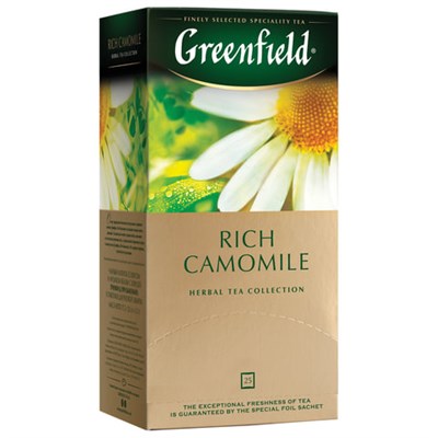 Чай GREENFIELD "Rich Camomile" травяной ромашковый, 25 пакетиков в конвертах по 1,5 г, 0432-10 620381