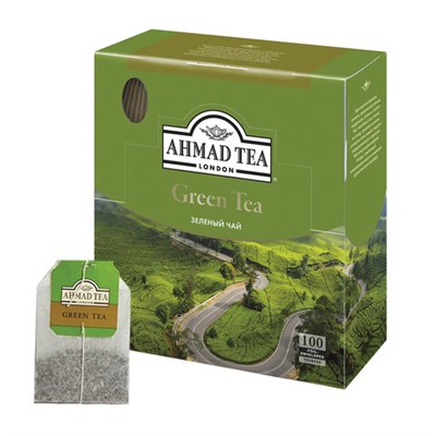 Чай AHMAD (Ахмад) "Green Tea" зеленый, 100 пакетиков по 2 г, 478i-08 620212