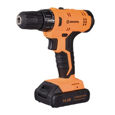 Дрель-шуруповерт безударная АККУМУЛЯТОРНАЯ, с двумя аккумуляторами 2 Ач, 14,4 В, ВИХРЬ ДА-14,4Л-2К, 72/14/8 671122