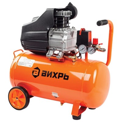 Компрессор ВИХРЬ КМП-300/50, 2000 Вт, рабочее давление 8 бар, объем 50 л, 300 л/мин, 2,7 л.с., 74/3/4 671208