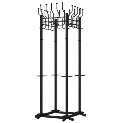 Вешалка напольная на 20 крючков с держателем для зонтов "Гардикс-4", металл, черная 607723