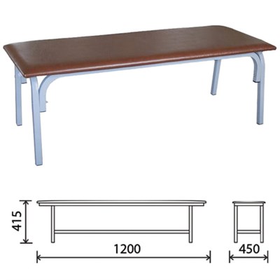 Банкетка без спинки "Астрид", 1200х450х415 мм, серый каркас, кожзам коричневый 531254