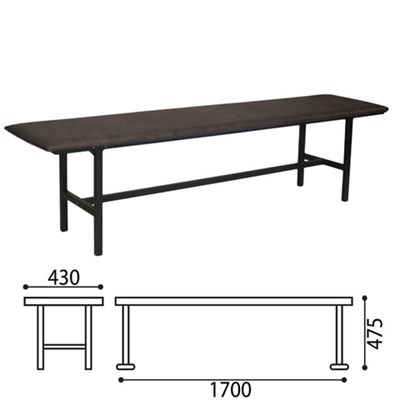 Банкетка без спинки "Берта", 1700х430х475 мм, усиленная, черный каркас, кожзаменитель черный, разборная, БМ 4 К-01 530256