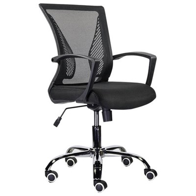 Кресло BRABIX "Wings MG-304", пластик черный, хром, сетка, черное, 532016 532016