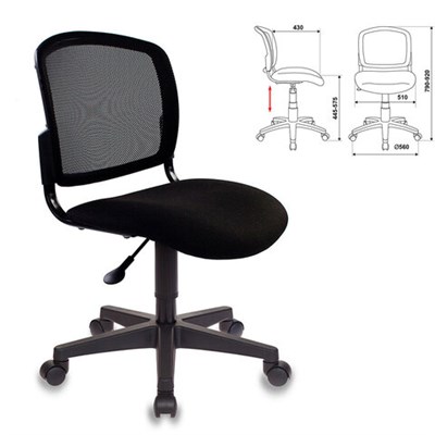 Кресло оператора CH-296NX без подлокотников, черное, 956343 531243