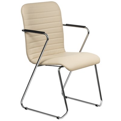 Кресло для приемных и переговорных BRABIX "Visit CF-101", хром, экокожа, бежевое, 532560 532560