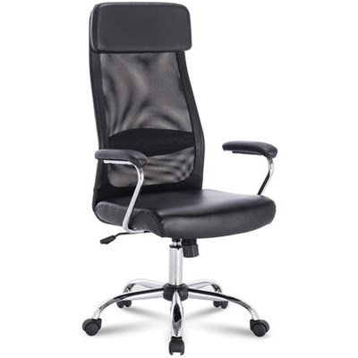 Кресло офисное BRABIX "Flight EX-540", хром, экокожа, сетка, черное, 531850 531850