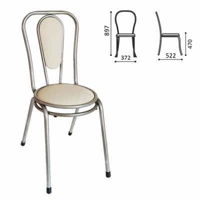 Стул для столовых, кафе, дома РС06, серебристый каркас, кожзам бежевый 532045