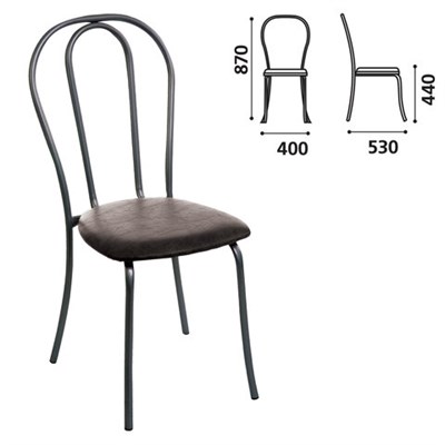 Стул для столовых, кафе, дома "Вереск", черный каркас, кожзам черный, СМ7/6-05 К-01 530665