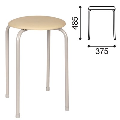 Табурет РС01-Т011В, серебристый каркас, кожзам бежевый, РС01-Т011В-506- 531652
