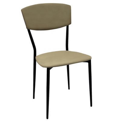 Стул для столовых, кафе, дома РС23, черный каркас, экокожа серо-бежевая 532784