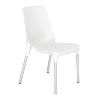 Стул для столовых, кафе, дома SHT-S75, серебристый металлический каркас, пластик белый 532793