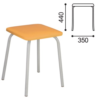 Табурет РС01-03, серебристый каркас, песочный кожзам, РС.01/03-523-05 531131