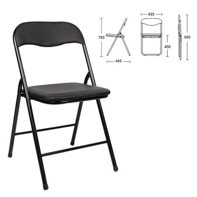 Стул складной BRABIX "Golf CF-007", черный каркас, кожзам черный, 531565 531565