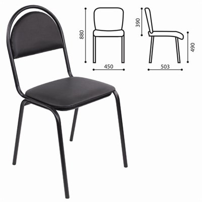 Стул для посетителей РС00М, черный каркас, кожзам черный 531890