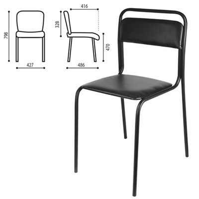 Стул для посетителей "Аскона", черный каркас, кожзаменитель черный, СМ 7/7-02 К-01 530259