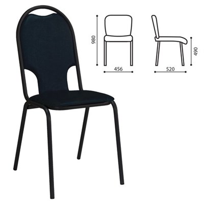Стул для посетителей РС02М, черный каркас, кожзам черный 531894