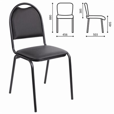 Стул для посетителей РС00Л, черный каркас, кожзам черный 531892