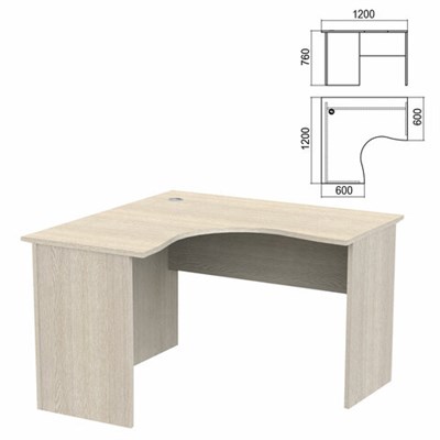 Стол компактный "Арго", 1200х1200х760 мм, левый, ясень шимо (КОМПЛЕКТ) 981298