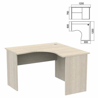 Стол компактный "Арго", 1200х1200х760 мм, правый, ясень шимо (КОМПЛЕКТ) 981303