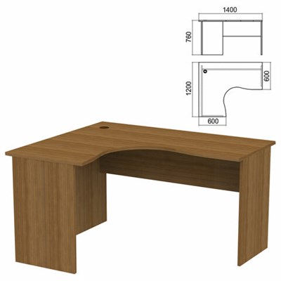 Стол компактный "Арго", 1400х1200х760 мм, левый, орех (КОМПЛЕКТ) 981306