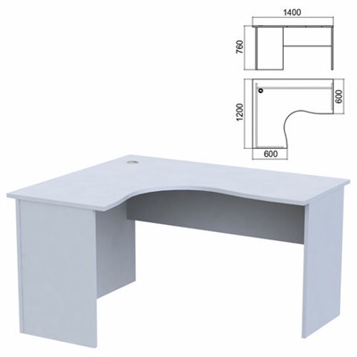 Стол компактный "Арго", 1400х1200х760 мм, левый, серый (КОМПЛЕКТ) 981307