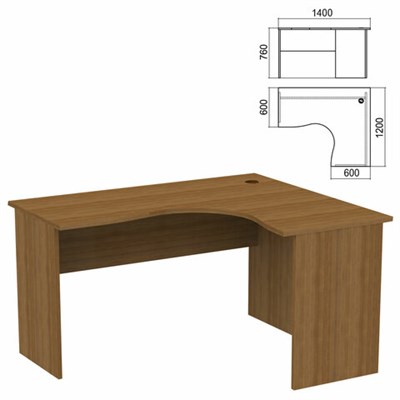 Стол компактный "Арго", 1400х1200х760 мм, правый, орех (КОМПЛЕКТ) 981311