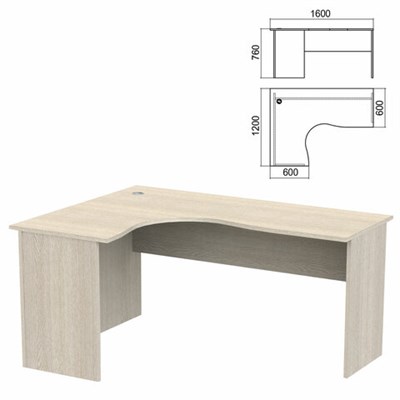 Стол компактный "Арго", 1600х1200х760 мм, левый, ясень шимо (КОМПЛЕКТ) 981318