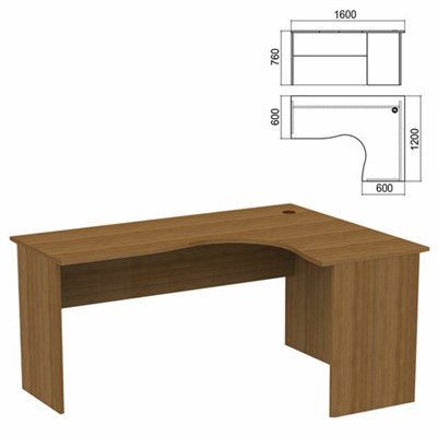 Стол компактный "Арго", 1600х1200х760 мм, правый, орех (КОМПЛЕКТ) 981321