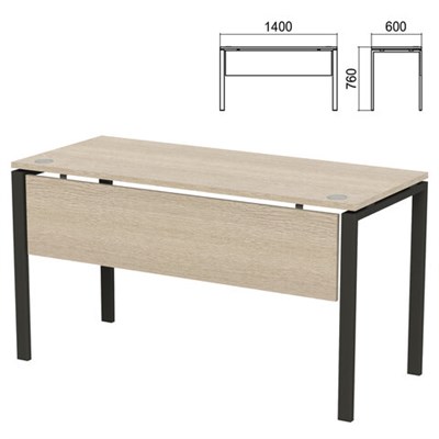 Стол на металлокаркасе "Арго", 1400х600х760 мм, царга, ясень шимо (КОМПЛЕКТ) 981383