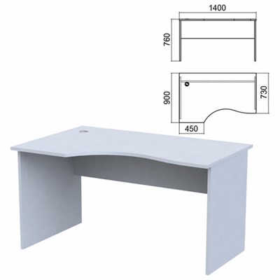 Стол эргономичный "Арго", 1400х900х760 мм, левый, серый (КОМПЛЕКТ) 981327