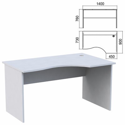 Стол эргономичный "Арго", 1400х900х760 мм, правый, серый (КОМПЛЕКТ) 981332