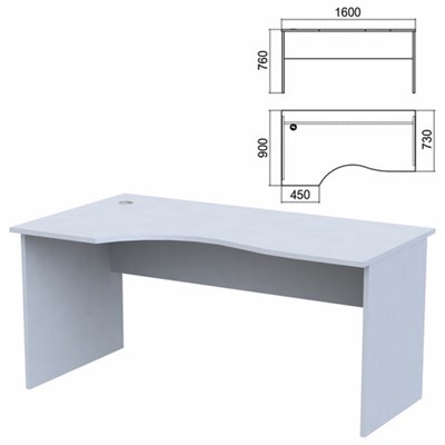 Стол эргономичный "Арго", 1600х900х760 мм, левый, серый (КОМПЛЕКТ) 981347