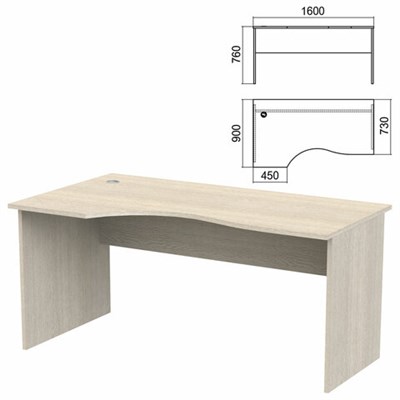 Стол эргономичный "Арго", 1600х900х760 мм, левый, ясень шимо (КОМПЛЕКТ) 981348