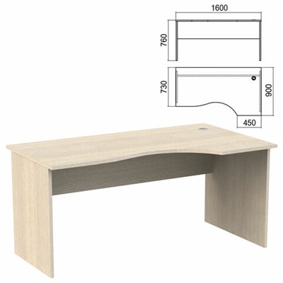 Стол эргономичный "Арго", 1600х900х760 мм, правый, ясень шимо (КОМПЛЕКТ) 981353
