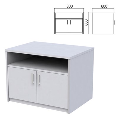 Тумба для оргтехники "Арго", 800х600х600 мм, полка, серый 641432